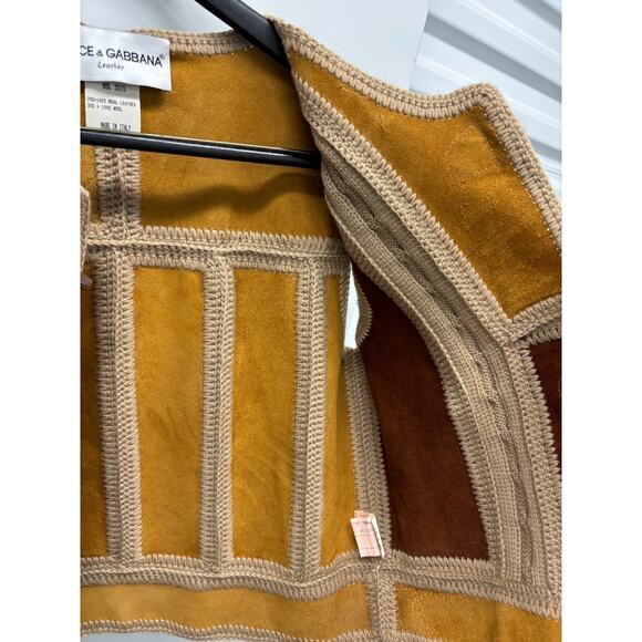 Dolce & Gabbana Leather Wool Vest Toggle Closure Size 48 - Picture 7 of 10